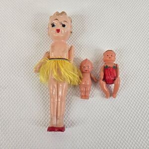 Vintage Celluloid Dolls Lot 3 Kewpie Betty Boop Flapper Girl Japan